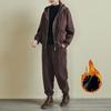 Y2K Fashion Women Autumn Winter 2 Piece Set Fleece Casual Hooded Sweatshirt Elegant Loose Thickened Sport Suit New Clothes