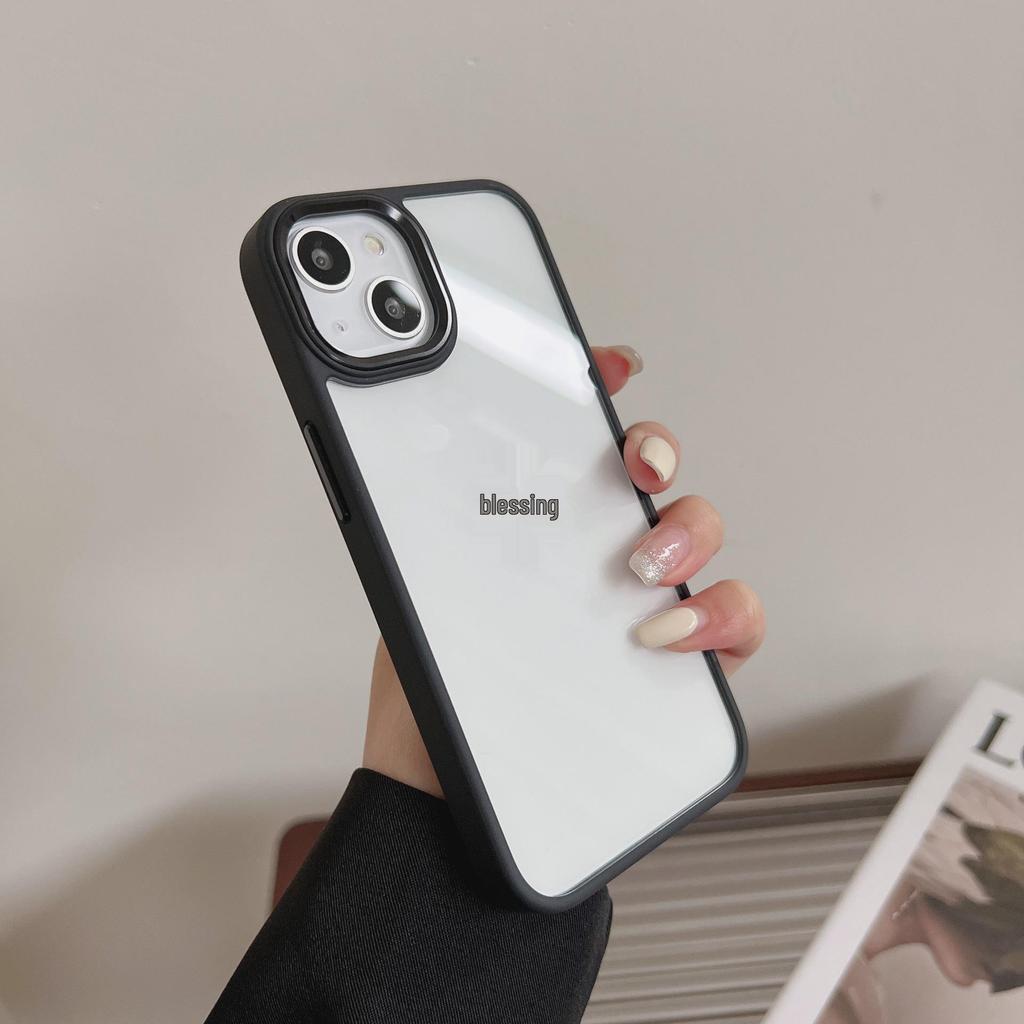 Applicable Apple iPhone 17ProMax Solid Color Case for iPhone 16, 15, 14 - Metal, Transparent, Recessed, Anti-Fall, Women's.