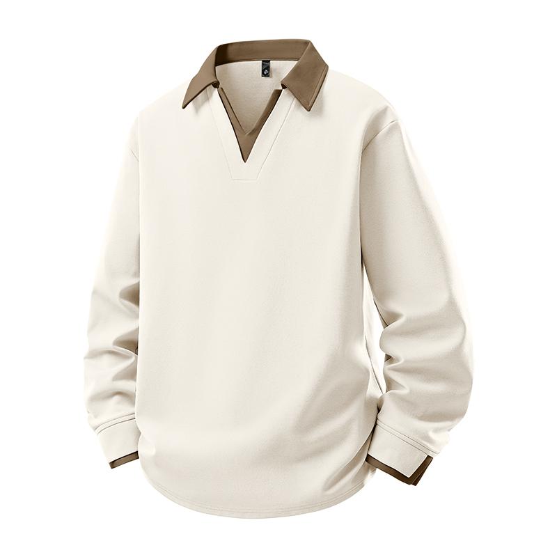 Big&Tall Men Sweatshirt Youth Fashion Plus Size Pullover V Neck Polo Sweatshirts Autumn Winter Loose High Streetwear 6XL 7XL 8XL