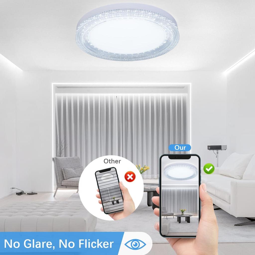 IRALAN Ultra-thin Round Crystal Ceiling Light Neutral White Cool White Warm White Bedroom Kitchen Balcony LED Ceiling Lamp