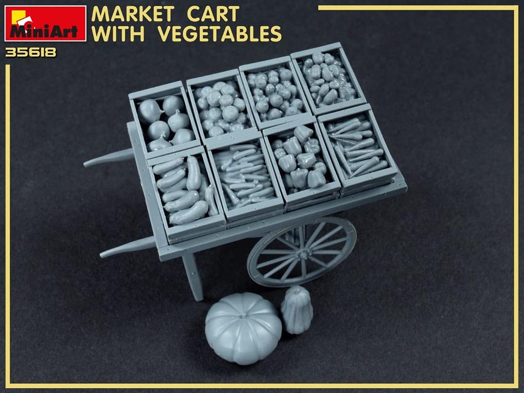 MiniArt Scale Market Cart and Vegetable Set Plastic Model MA35623 1/35