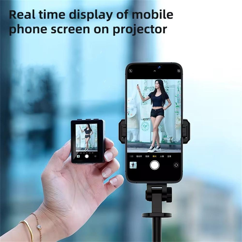 1.7m New 5 in 1 Projection Rear Camera Selfie Stick with Selfie Monitor Screen Brush Bluetooth Remote Control Scrolling 7