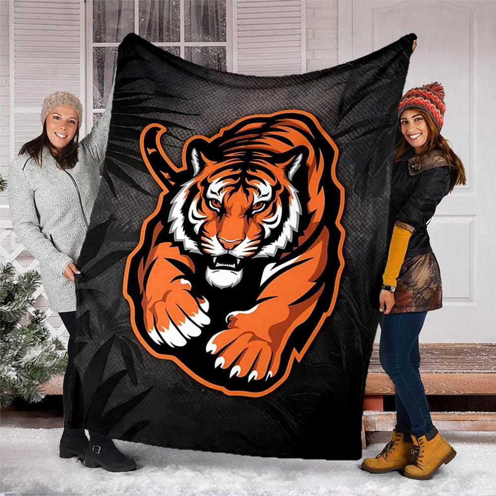 1pc Tiger Print Print Outdoor Blanket, Lightweight Polyester,