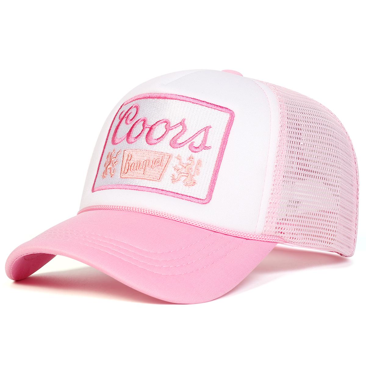 

Men COORS Letter Embroidered Baseball Cap Mesh Hat Outdoor Adjustable Sunscreen Leisure Hat Spring Autumn Travel Tourism Beach Vacation рожевий