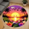1pc Flamingo Sunset Round Chair Mat Office Area Rug - Non-Slip, Floor Mat for Office, Bedroom, and Indoor Decor P127229