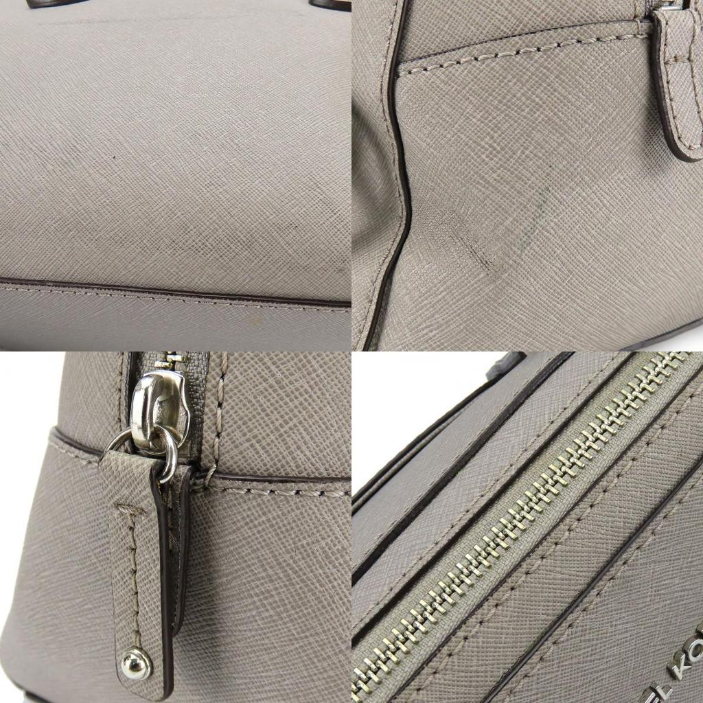 Used Michael Kors Handbag Leather Gray With Charm