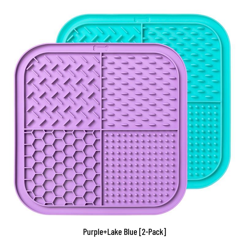 Pet Silicone Licking & Slow Feeding Mat with Large Suction Cups - Non-slip Design for Cats & Dogs.