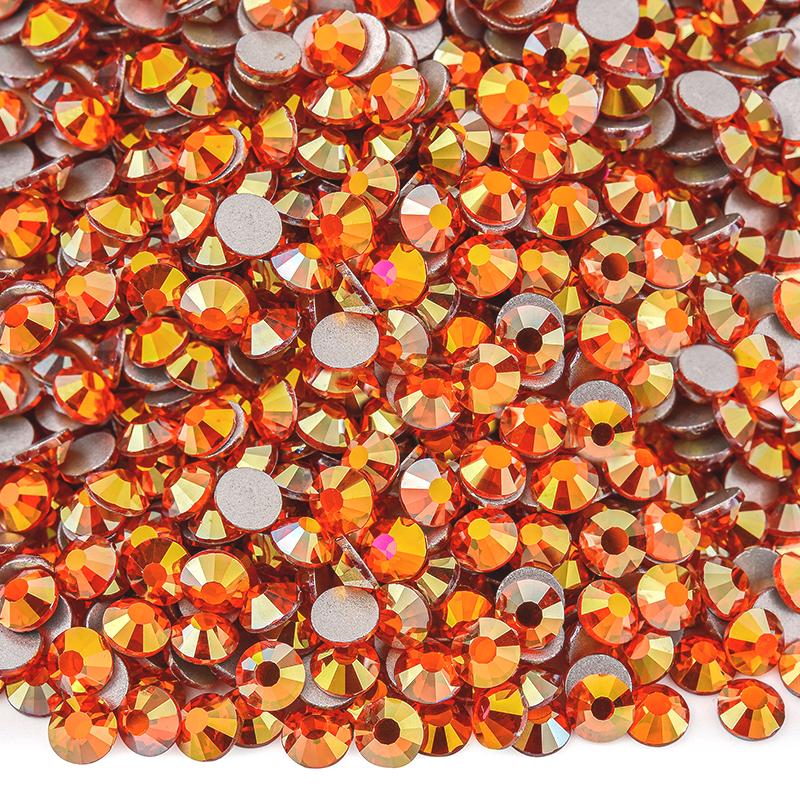 Ready Stock Orange-red Crystal Rhinestones 5A Quality Glass Diamond Bling Bling Rhinestone for Clothes Accessories