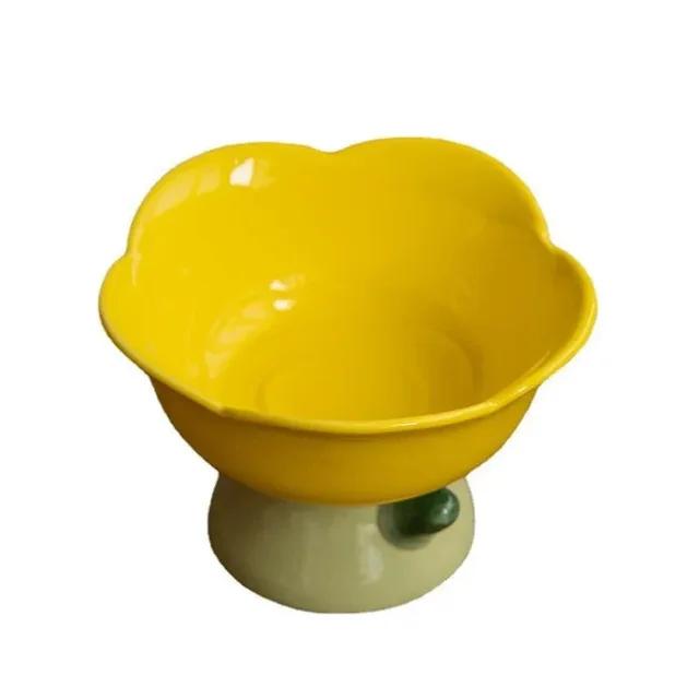 Ceramic Bowl Non-slip Flower Shape High Foot Dogs Puppy Feeder Feeding Food Water Elevated Raised Dish Pet Supplies