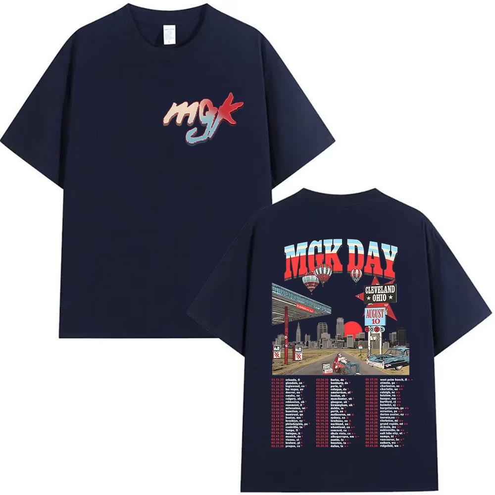 MGK Day Lost Americana Tour 2025 Graphic Print Pure Cotton Gothic Hip-hop T-shirt Oversized Hip-hop Fashion Streetwear
