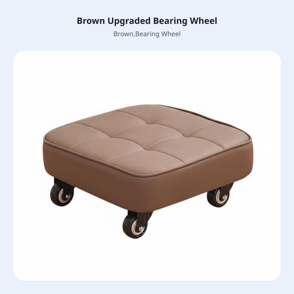 Low-Height Wheeled Seat 360-Degree Mobility Tufted Wheeled Ottoman Versatile Silent Wheels for Parents, Adults, Home, Entryway