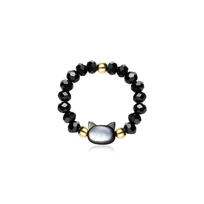 Natural Moonstone Obsidian Bracelets Couple Minimalist Bracelet Handmade Cute Black White Cat Bracelet Party Jewelry Gifts