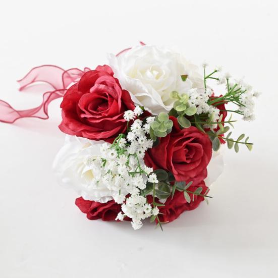 Bröllopsbuketter för Brud Brudtärna Konstgjord Fusk Silke Ros Blomma Brudbukett för Bröllop Bal Ceremoni Hemkomst Jubileum Dekor