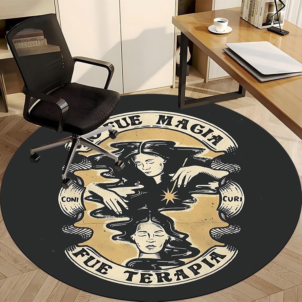 1pc Therapy Healing Relax Office Round Area Rug,  Mat Suitable For Office, Under Office Chairs Bedroom Living Room Home Decor, Room Deco