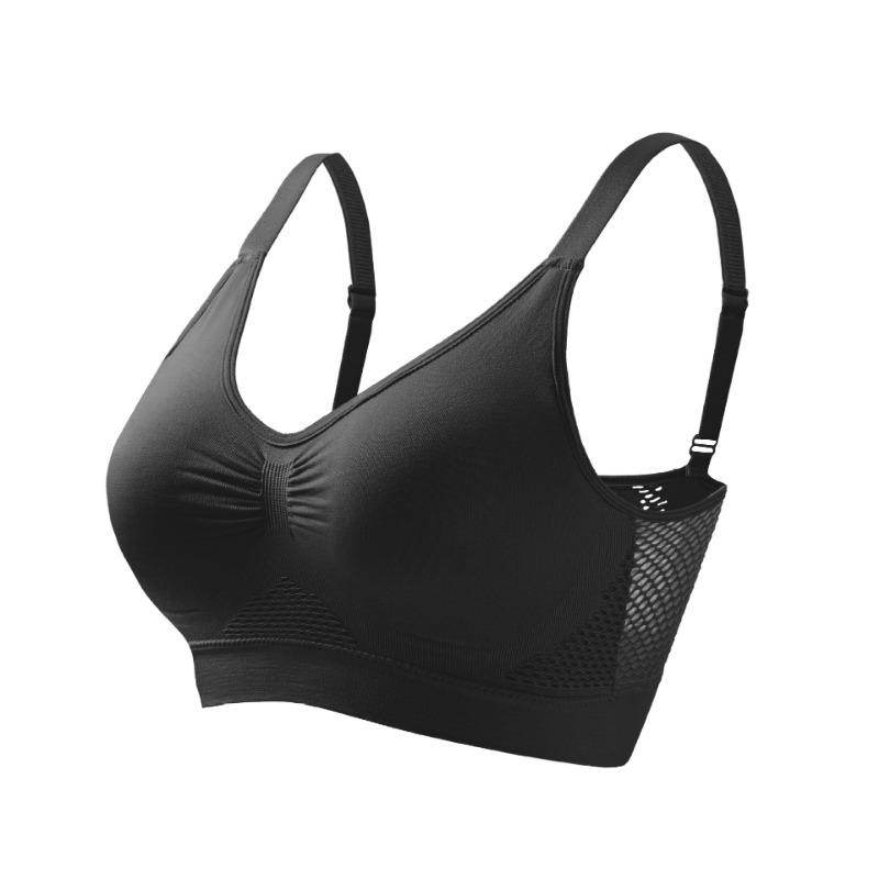 Plus Size Wireless Breathable Seamless Mesh Sports Yoga Bra For Women