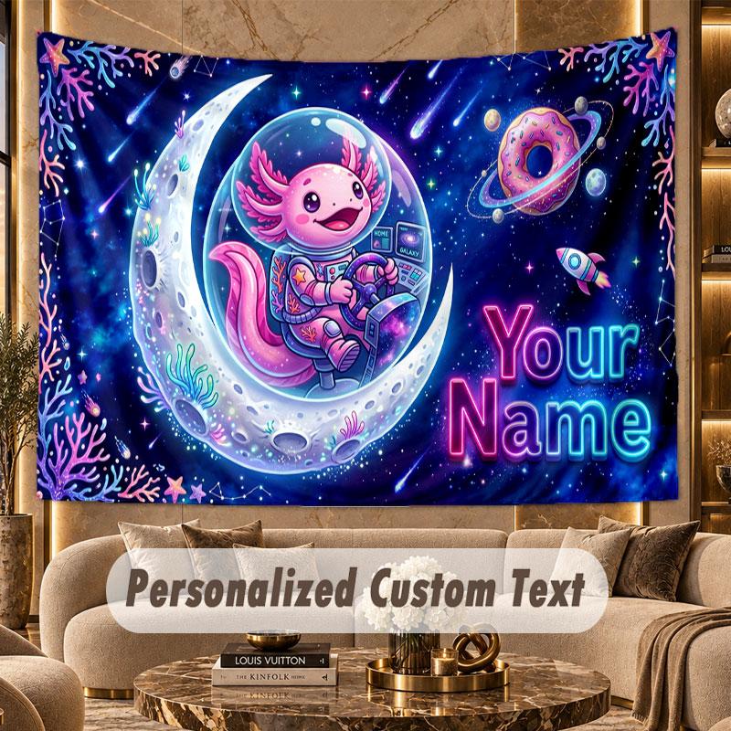 Astronaut Space (162) Theme Personalized Tapestry Custom Name Text Wall Hanging Tapestry Home Background Decoration