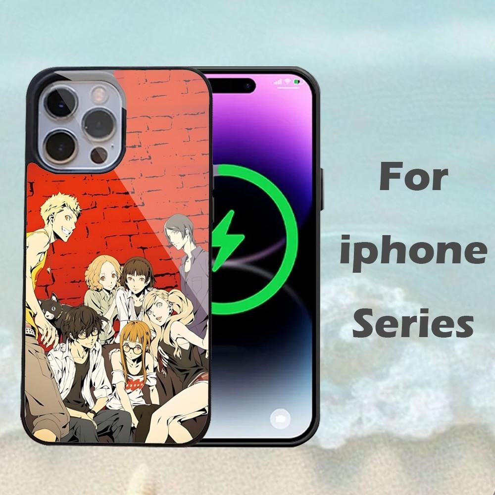 P-Persona 5 Anime Phone Case For IPhone 16 15 14 13 Pro Max 11 12 Mini Alex Mirror For Magsafe Wireless Charging Cover