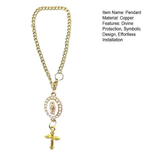 Steering Wheel Rosary Pendant Charm Catholic Rosary Hanging Pendant Virgin Mary Cross Hanging Accessory