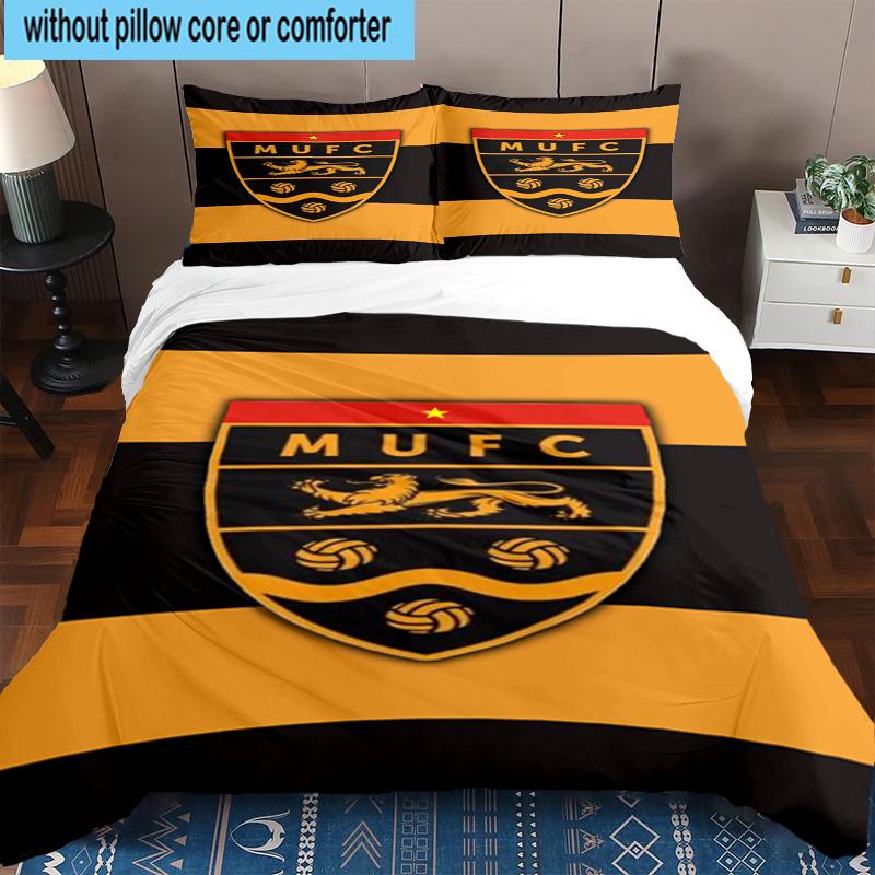 3pcs Football Crest Printed Bedding Set Duvet Cover Closure Includes 1 Duvet Cover & 2 Pillowcases Bedding Sets Home Decor Gifts