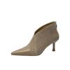 Temperament Booties Women's Fashion Pointed Toe Side Zipper Spliced Suede Non-Slip Wear-Resistant High Heels