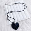 Minimalist Love Shape Pendant Necklace Feature Resin And Adjustable Leather Cord Fashion Neck Accessory