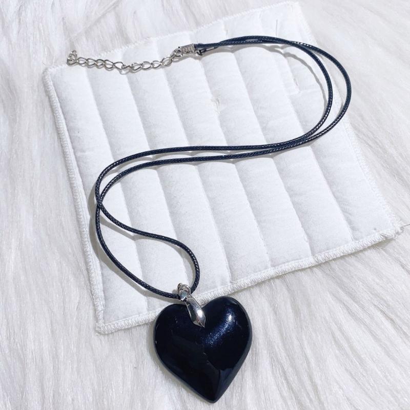 Minimalist Love Shape Pendant Necklace Feature Resin And Adjustable Leather Cord Fashion Neck Accessory