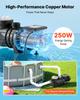 Above Ground Pool Pump, 250W, 11,700 L/H Max Flow Single Speed Swimming Pool Pump, AC 220-240V, 2850 RPM, 8 M Max Head Lift, with Filter Basket & Lid,
