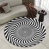 Multiple sizes Optical spiral black and white pattern Print Round Carpet Living Room Bedroom Table Chair Sofa Decorative Carpet