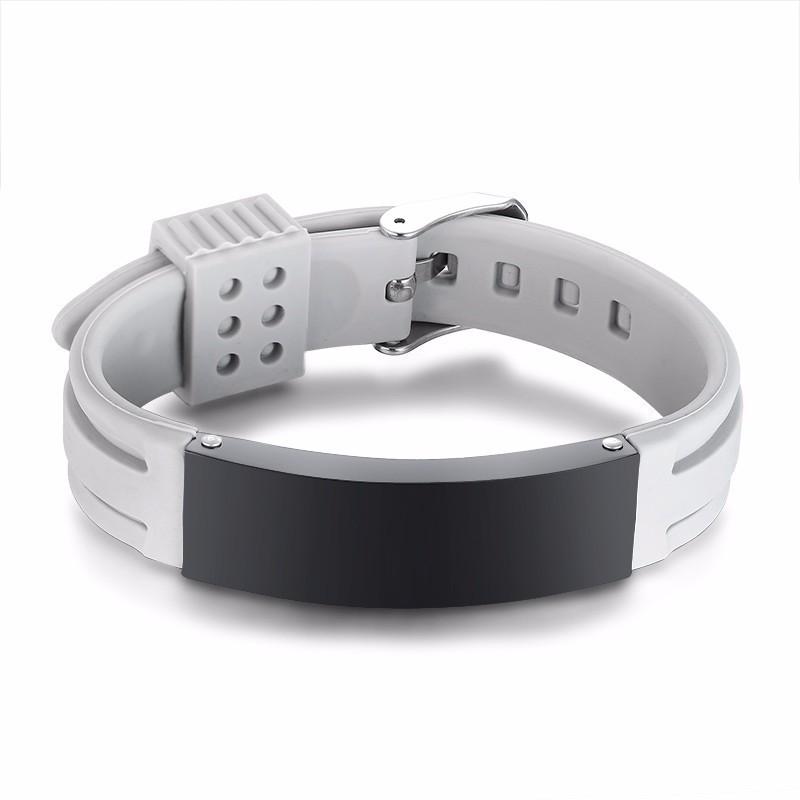 Personalized Silicone Bracelet In Black Watch Strap Band Wrist ID Elite 16mm Stainless Steel ID Tag Engravable Adjustable Bangle