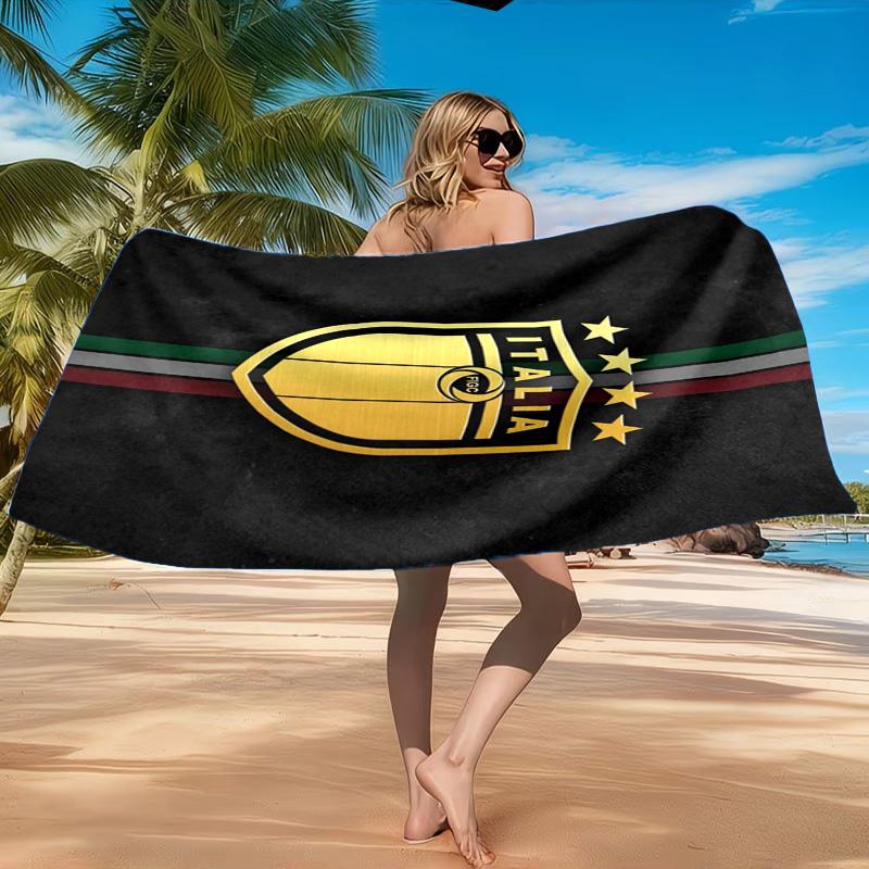 Asciugamano da Spiaggia in Microfibra Stampato con Stemmi del Calcio Italiano, Morbido e Assorbente, Asciugatura Rapida, Ideale per Viaggi Estivi, Essenziale per la Spiaggia, Piscina