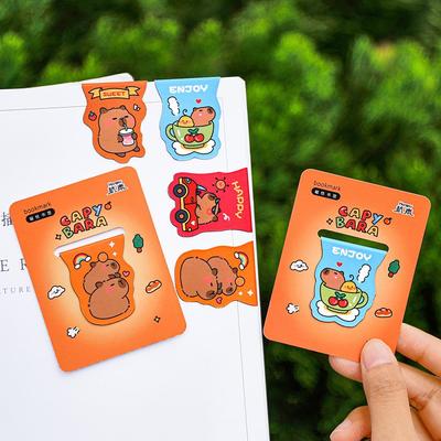 4-teiliges Capybara-Lesezeichen-Set für Bücher, Cartoon-Stil, magnetische Seitenklammern, Halter, Marker, einzigartiges Lesegeschenk