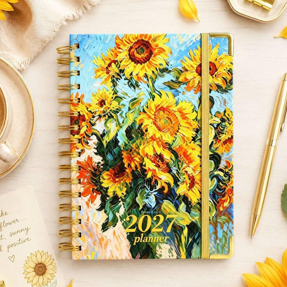 Lay Flat 180° Coil Diary Book Metal Corner Protector Spiral Notebook For Goal Tracking