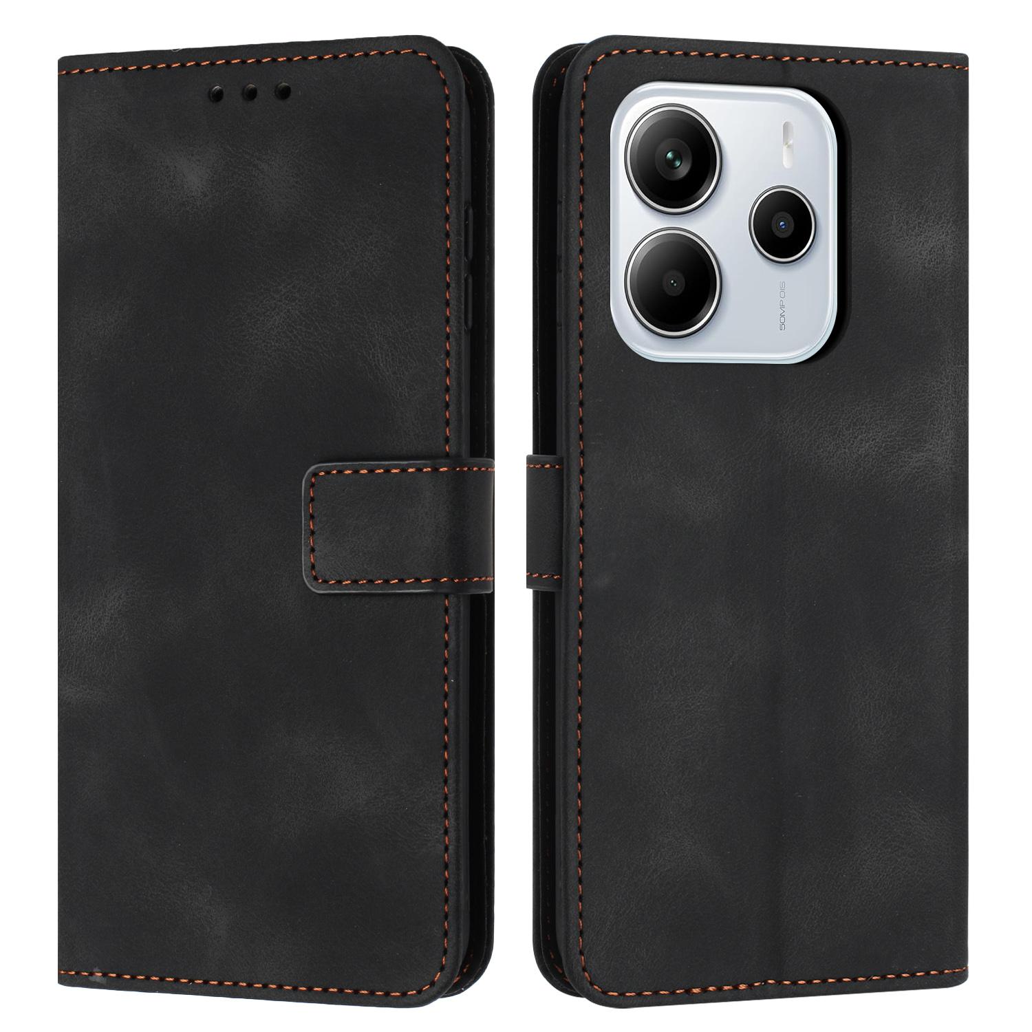 

For Xiaomi Redmi Note 14 4G (163.25mm) Case Solid Color Leather Wallet Protective Phone Cover C