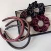 Retro Soft PU Leather Pleated Scrunchie Thin Sponge Headbands for Woman Girl Fashion Temperament Hair Hoop HeadRope Rubber Band