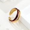 Ankara Red Oil Drop Double-layer Open Ring Female Niche Retro Stacked Ring Titanium Steel Plating