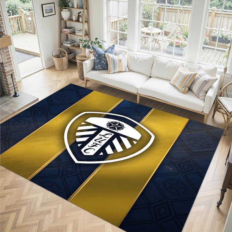 Leeds United Design Kristall Samt Teppich Gemütlich Nicht?Rutschfester Teppich mit Aufdruck für Schlafzimmer Wohnzimmer Eingang