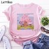 Nezuko Kimetsu No Yaiba Funny Graphic Pink T Shirts Women Vintage Anime Print Tee Shirt 90S