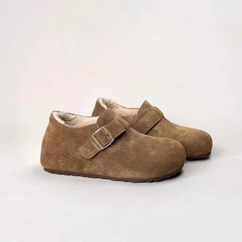 Height-increasing Soft Leather Velcro Shoes with Fleece Single Shoes Are Versatile and Warm Cotton Shoes for Women