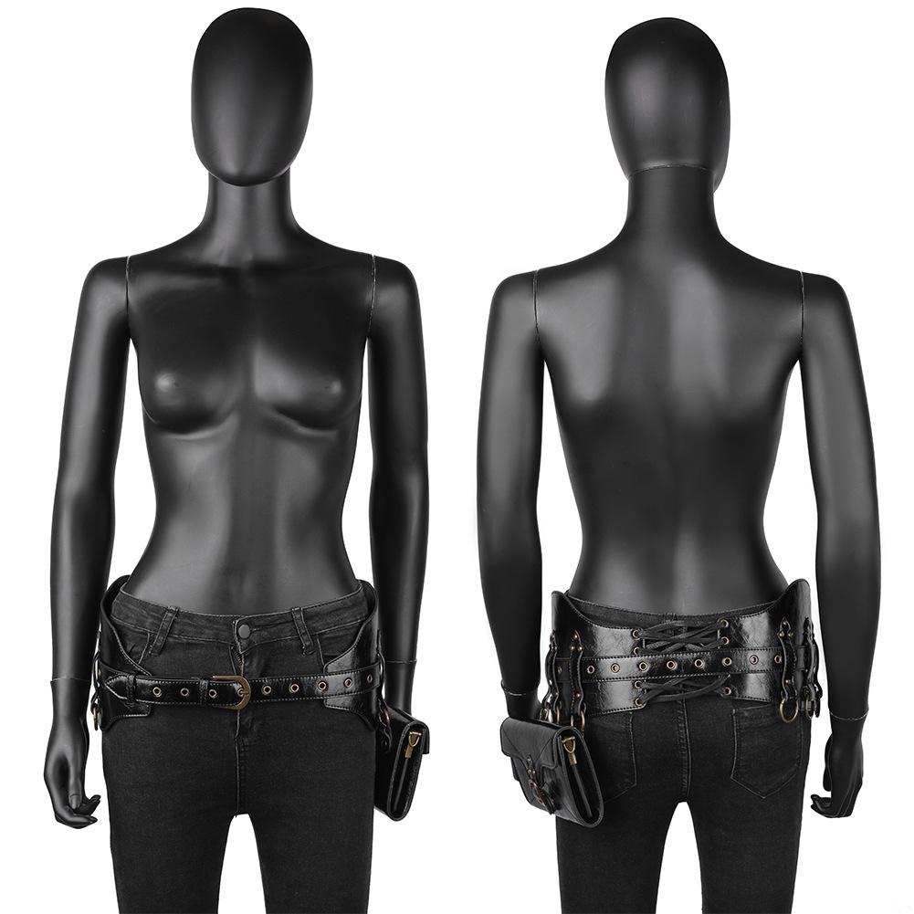 Bag Woman, Steampunk Pu Leather Women'S Bag, Outdoor Mobile Phone Retro Waist Fanny Pack.