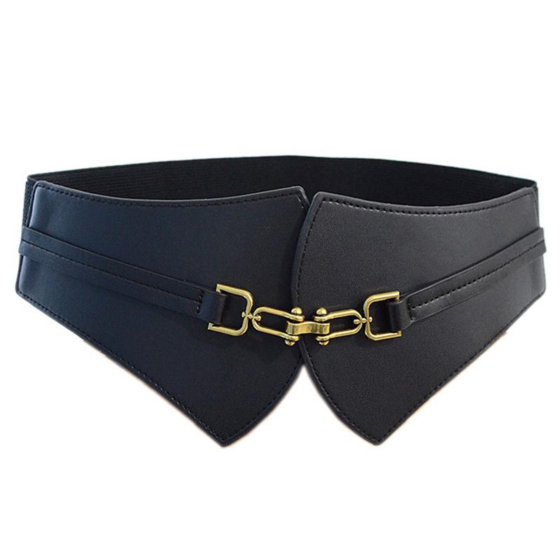 

Винтажный широкий кожаный ремень с пряжкой, эластичный корсет для женского платья, поясной ремень для женщин, подарок чёрный