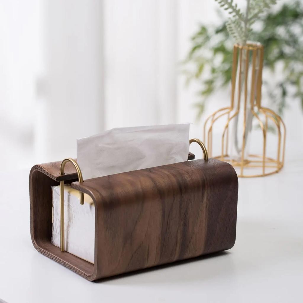 Nordic Wooden Tissue Box Retro Tissue Holder Living Room Napkin Holder Household Desktop Paper Towel Holder Home Decoration