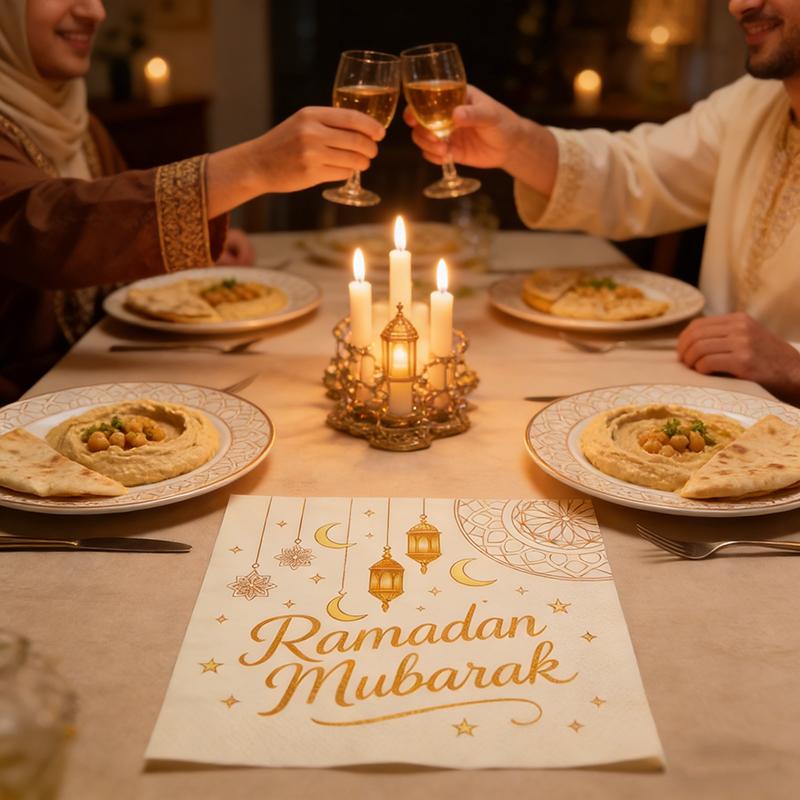 Ramadan Napkins Decorations  Eid Party Table Decoration Star And Moon Napkins Eid Dinnerware Eid Celebration Supplies