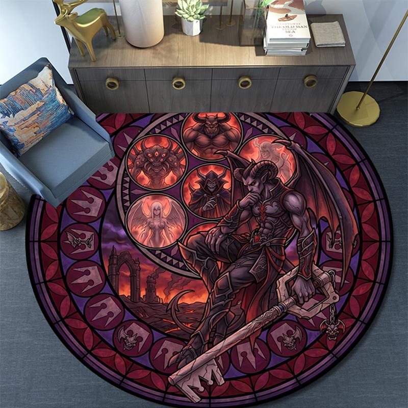 Ragnarok Symbolism Round Area Rug Under Office Chairs Bedroom Living Room Home Decor