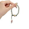 Jade Round Bead Peach Blossom Braided Bracelet for Women - Stylish Niche Design, Perfect Gift for Students and Girlfriends