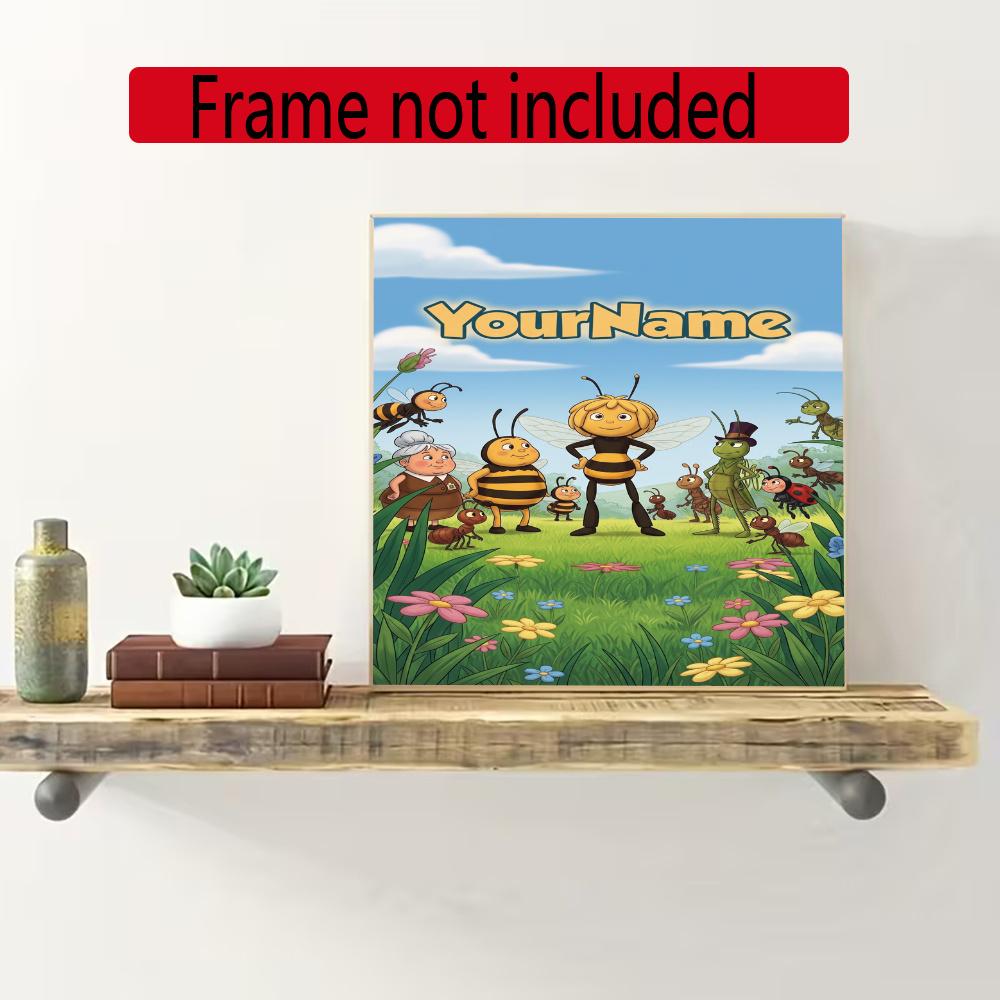 Biene Maja Customize Your Name Diamond Painting Round Diamond Diy Frameless Holiday Artwork Suitable For Home Office Wall Decoration