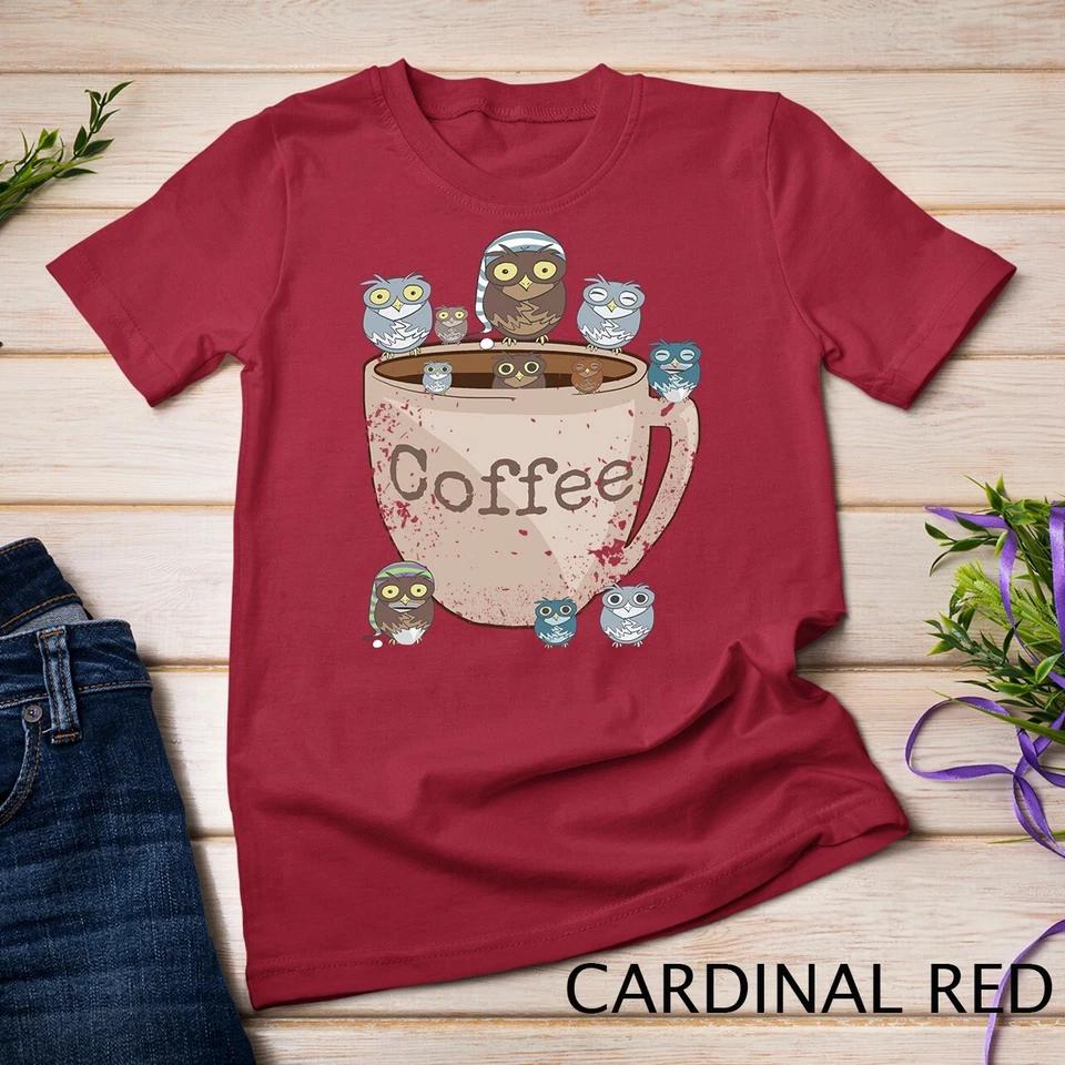 Funny Sarcastic Coffee & Owl Lovers Tee - Cute Vintage Owls Unisex T-shirt 3 S