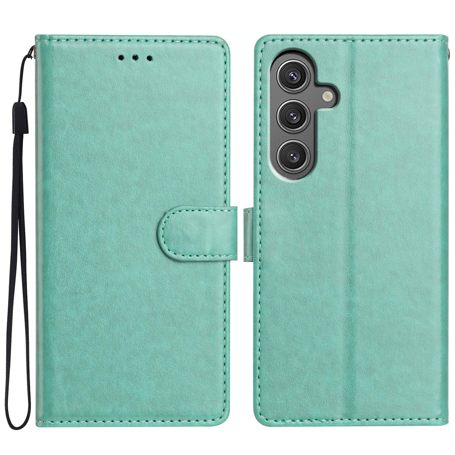 

For Samsung Galaxy S25 FE Leather Case Wallet Stand Phone Cover with Handy Strap Green