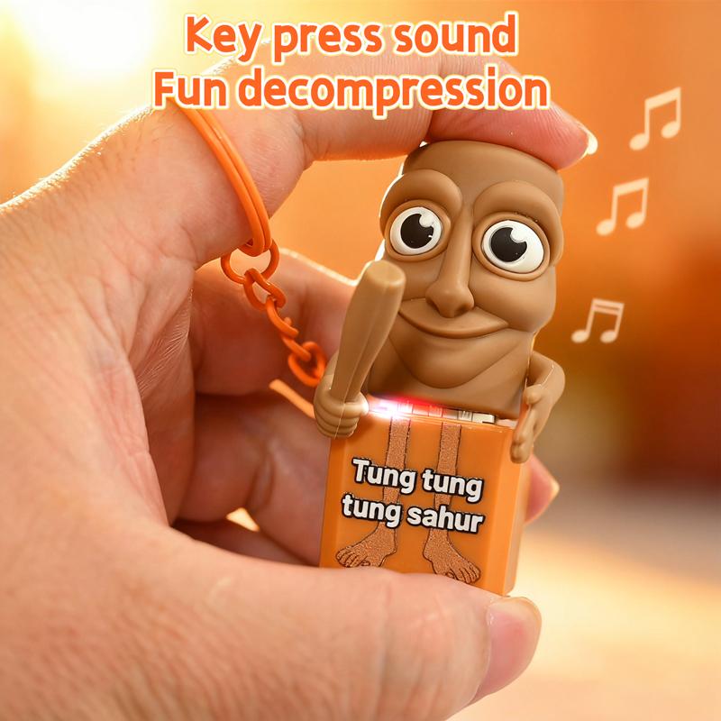 Tung Tung Tung Sahur Fidget Keyboard Clicker Keychain Stress Toy Anxiety Relief Toy With Sound And Light Stress Relief Toy