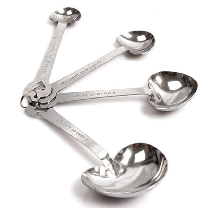 2025 One Set of Four Blue Box Measuring Spoon Stainless Steel Heart-shaped Measuring Spoon Love Heart Measuring Spoon Gift Set
