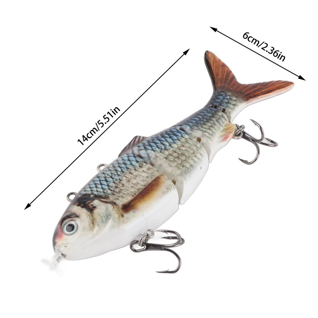 Robotic Swimming Lure Multi Jointed Rechargeable Electric Fishing Lure with Green LED Light